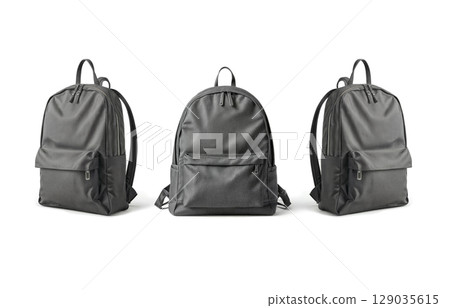 Blank black backpack with zipper mockup, ai generated 129035615