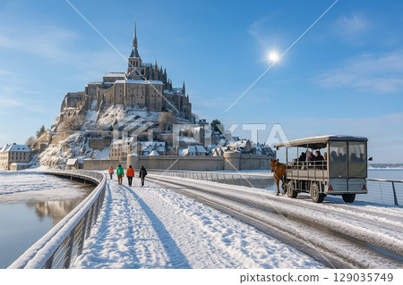 白雪皚皚的聖米歇爾山 白雪皚皚的聖米歇爾山 129035749