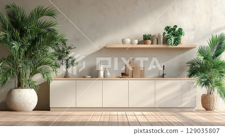 Modern Bright Kitchen Interior 129035807