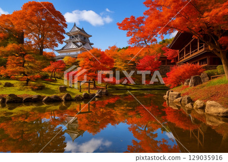 Kokura Castle and Kokura Castle Gardens in autumn Kokura Castle and Kokura Castle Gardens in autumn 129035916