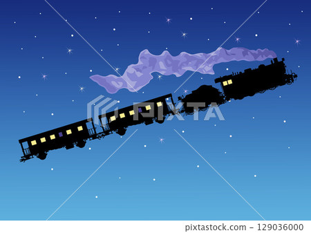 星空蒸氣機車插畫 星空蒸氣機車插畫 129036000