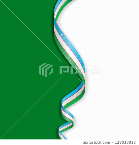 Uzbekistani flag wavy abstract background. Vector illustration. 129036038