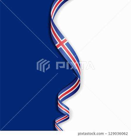 Icelandic flag wavy abstract background. Vector illustration. 129036062