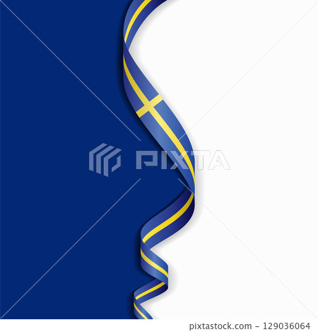 Swedish flag wavy abstract background. Vector illustration. Swedish flag wavy abstract background. Vector illustration. 129036064
