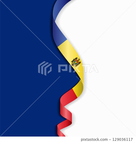 Moldovan flag wavy abstract background. Vector illustration. 129036117