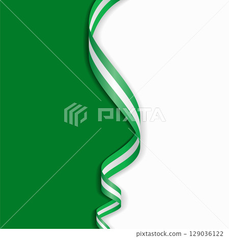 Nigerian flag wavy abstract background. Vector illustration. 129036122