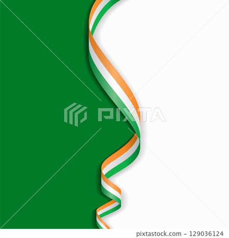 Irish flag wavy abstract background. Vector illustration. 129036124