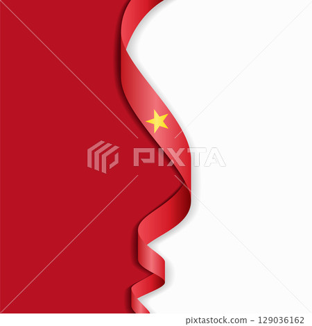 Vietnamese flag wavy abstract background. Vector illustration. 129036162