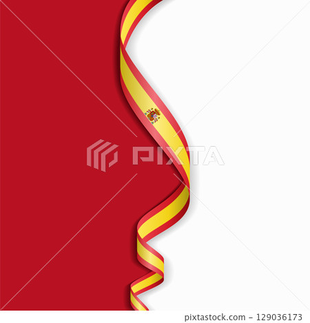 Spanish flag wavy abstract background. Vector illustration. 129036173
