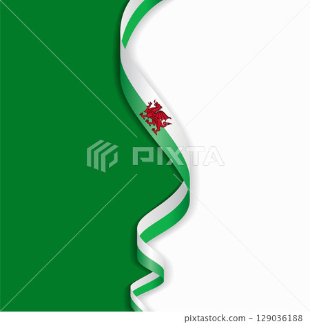 Welsh flag wavy abstract background. Vector illustration. 129036188
