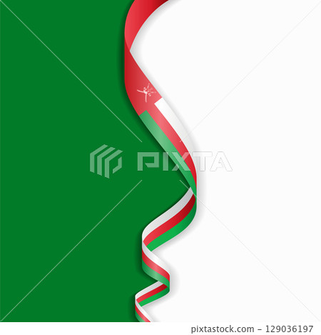 Omani flag wavy abstract background. Vector illustration. 129036197