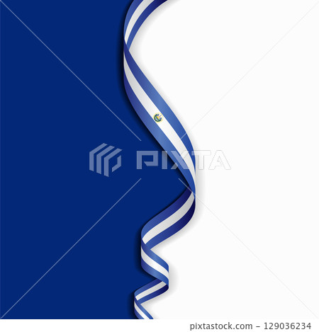 El Salvadoran flag wavy abstract background. Vector illustration. El Salvadoran flag wavy abstract background. Vector illustration. 129036234