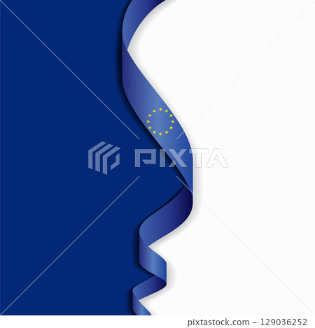 European Union flag wavy abstract background. Vector illustration. 129036252