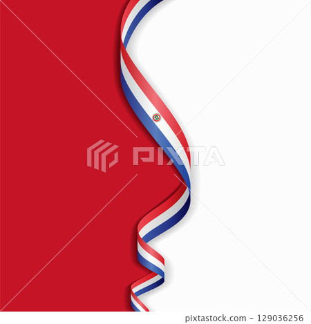 Paraguayan flag wavy abstract background. Vector illustration. 129036256