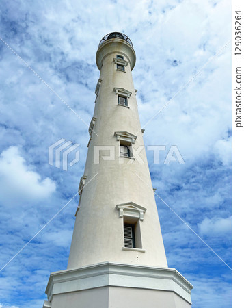 A California lighthouse at the sky background on Aruba island 129036264