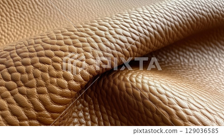 Close-up of textured brown leather surface with natural grain detail Close-up of textured brown leather surface with natural grain detail 129036585