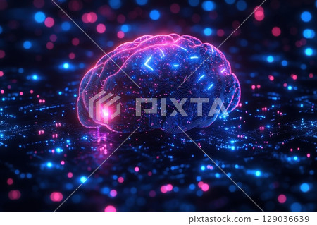 AI brain with electrical impulses conceptual design for technology and Artificial intelligence innovation visualizations 129036639