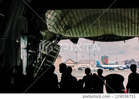 Yokota Air Base and DC-8 photographed from inside the Galaxy C-5 Yokota Air Base and DC-8 photographed from inside the Galaxy C-5 129036731