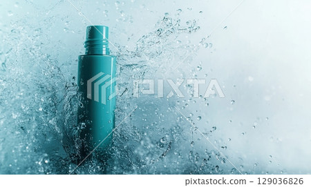 cosmetic tube in water splash 129036826