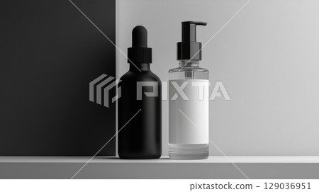 Cosmetic bottles on display Cosmetic bottles on display 129036951