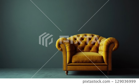 Yellow tufted armchair 129036999