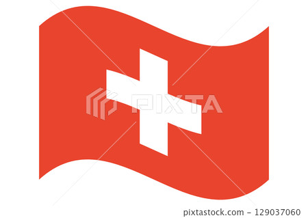 Swiss flag isolated in wave shape. Switzerland waving flag. 129037060