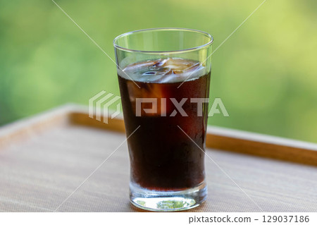 Iced coffee in a glass 129037186