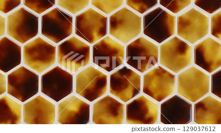 Honeycomb hexagonal tortoiseshell pattern texture background material 129037612