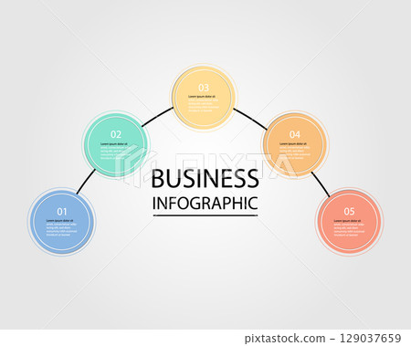 Business Infographic modern design template for banners and infographics for 5 circle step 129037659