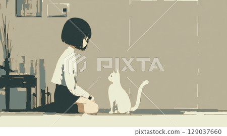 A woman reading with a cat A woman reading with a cat 129037660