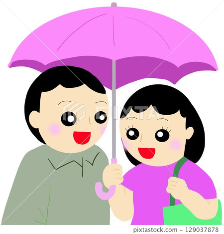 Couple sharing an umbrella 129037878