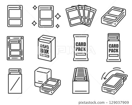 Illustration set of trading card related icons (line drawings) Illustration set of trading card related icons (line drawings) 129037909