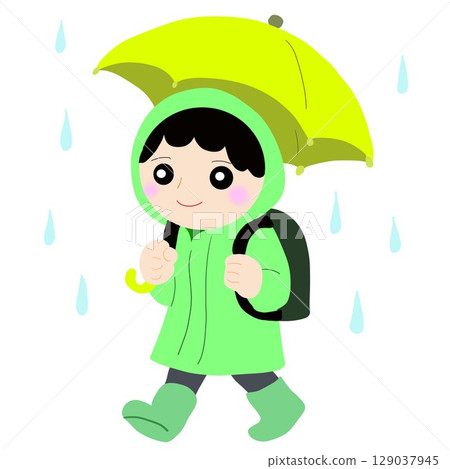 冒雨回家的小學生 冒雨回家的小學生 129037945