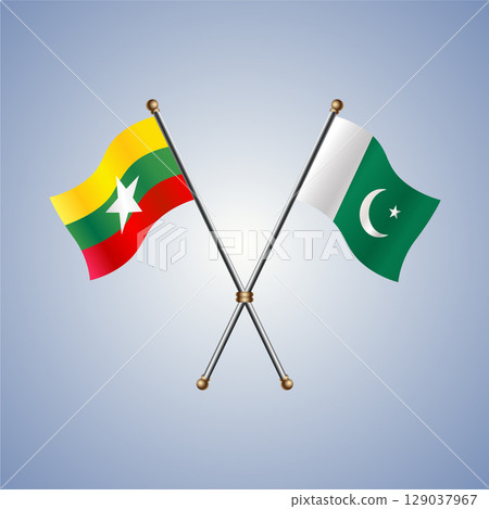 Myanmar and Pakistan flag. Vector Illustration Myanmar and Pakistan flag. Vector Illustration 129037967