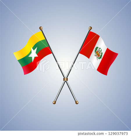Myanmar and Peru flag. Vector Illustration Myanmar and Peru flag. Vector Illustration 129037973