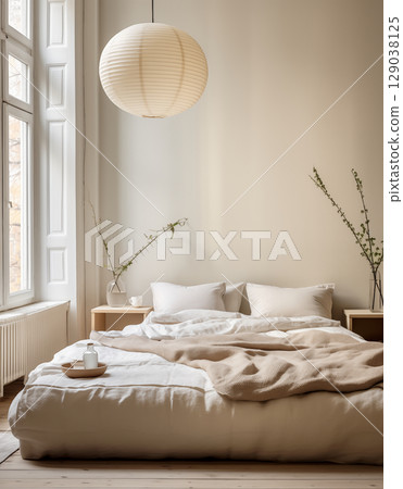 White bedroom simple white walls 129038125