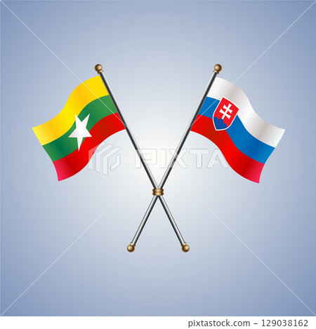 Myanmar and Slovakia flag. Vector Illustration 129038162