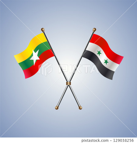 Myanmar and Syria flag. Vector Illustration 129038256