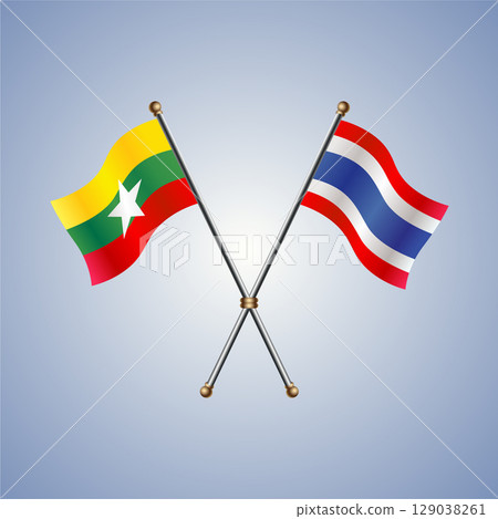Myanmar and Thailand flag. Vector Illustration 129038261
