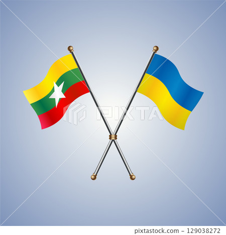 Myanmar and Ukraine flag. Vector Illustration 129038272