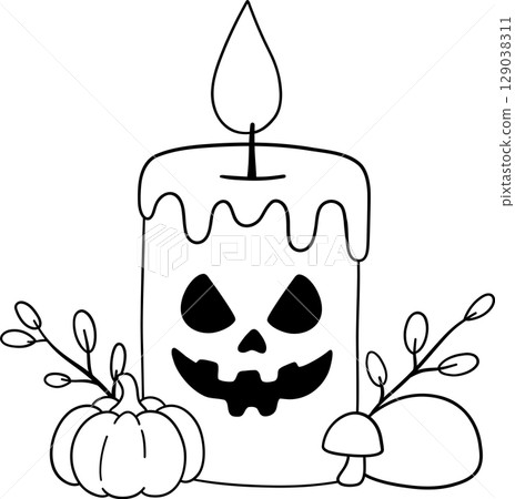 halloween candle in outline cartoon style, great for spooky cute kids coloring pages and october clipart halloween candle in outline cartoon style, great for spooky cute kids coloring pages and october clipart 129038311