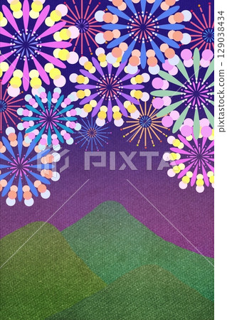 煙火和山夜背景垂直 129038434