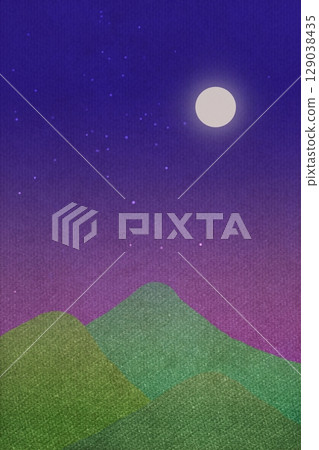 Night sky, full moon and mountain background vertical 129038435