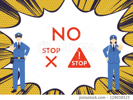 Police officer giving prohibition and warning Police officer giving prohibition and warning 129038525