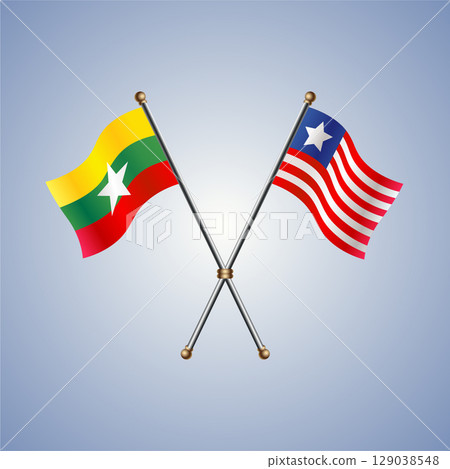 Myanmar and Liberia flag. Vector Illustration Myanmar and Liberia flag. Vector Illustration 129038548