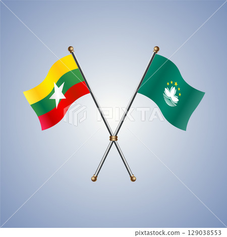 Myanmar and Macao flag. Vector Illustration Myanmar and Macao flag. Vector Illustration 129038553