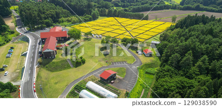 Aerial view of the summer scenery of the "Mountain School" experience exchange facility in Aomori Prefecture 129038590