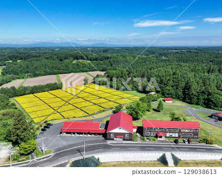 Aerial view of the summer scenery of the "Mountain School" experience exchange facility in Aomori Prefecture 129038613