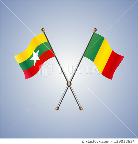 Myanmar and Mali flag. Vector Illustration 129038634