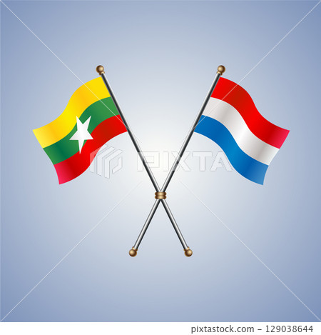 Myanmar and Netherlands flag. Vector Illustration Myanmar and Netherlands flag. Vector Illustration 129038644